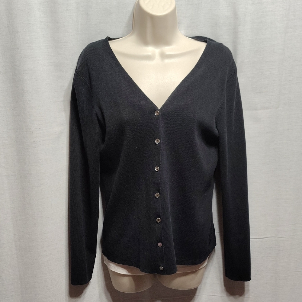 Classic Black Button-Down Cardigan